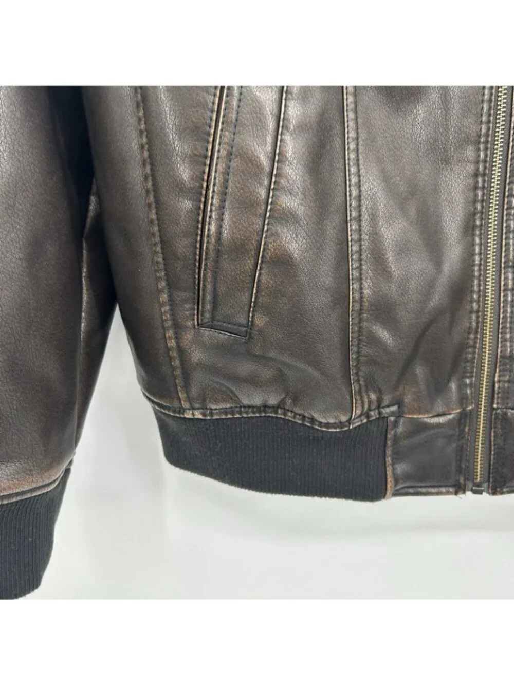 VTG Levi’s Aviator Flight Jacket Mens Size M Brown Faux Leather Sherpa Bomber -